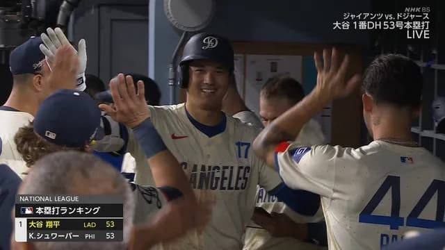 大谷、53号　シュワーバーに追いつく