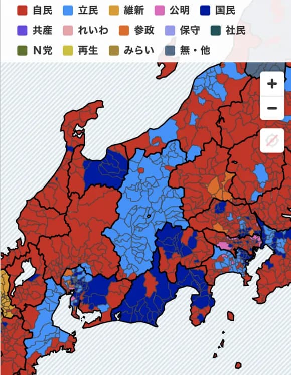 【画像】今回の選挙で自民党に投票しなかった民度の高い県はこちらｗｗｗｗｗｗｗｗｗｗ