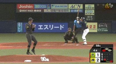 【阪神対ヤクルト18回戦】ヤクルト、４回表１アウト三塁から山田哲人の犠牲フライで同点に追いつく！！！！！！