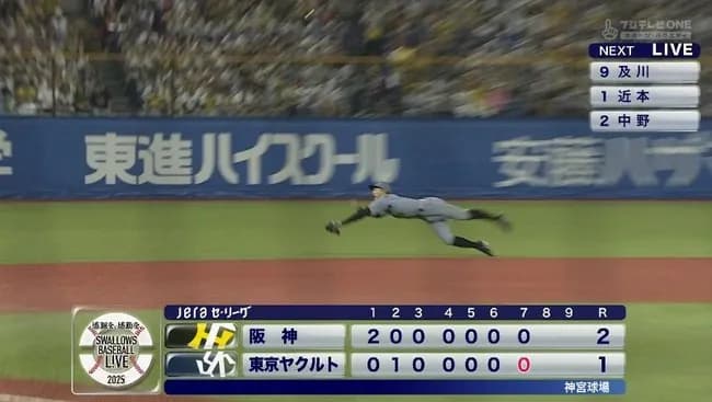 【ヤクルト対阪神21回戦】阪神・熊谷ファインプレー！！！！！！！！！！！！！！！！！！！