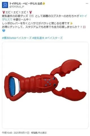 トイザらス、「DeNA蝦名達夫選手の応援グッズ」うたう投稿削除＆謝罪　観戦トラブルの苦情も..