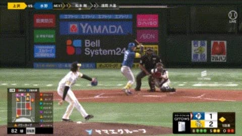 上沢、嶺井のパスボールで同点に追いつかれる