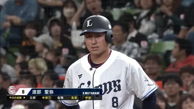 西武・渡部聖弥.343(99-34) 0本 11打点 OPS.793