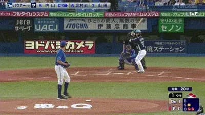 【ヤクルト対DeNA5回戦】ヤクルト・内山、DeNA・バウアーから第2号逆転3ランホームラン！！！！！！！！！！！！！！！