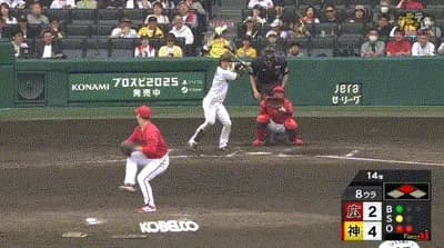 【阪神対広島8回戦】阪神、８回裏に近本のタイムリーでリードを3点に広げる！近本は今日５打数５安打！！！！！！！！！！！