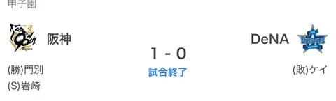【試合結果】[2025/5/28] DeNAベイスターズ0-1阪神タイガース　完封負け