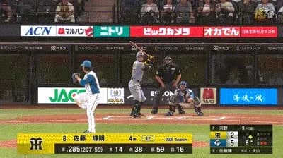 【日本ハム対阪神2回戦】阪神・佐藤輝明、今日二本目となる第15号2ランホームラン！１点差に詰め寄る！！！！！！！！！！！！！！！！