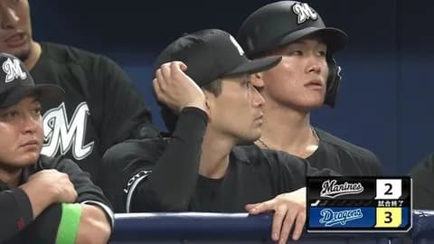 6月6日　中日３－２ロッテ　先発小島が初回から失点許し5回2失点、中盤追いつくもすぐさま勝ち越し許し敗戦し3連勝ならず