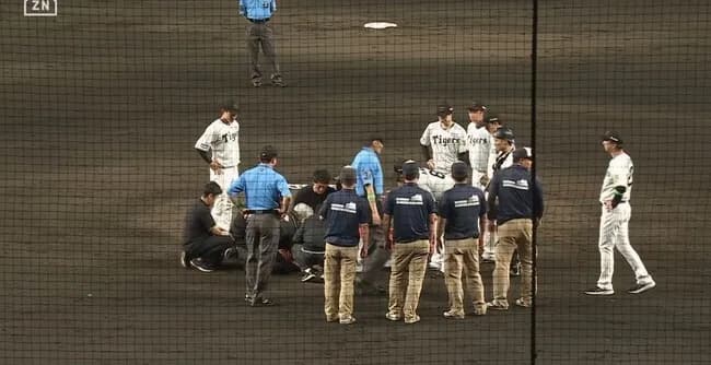 阪神・石井大智、頭部に打球直撃　担架で運ばれ途中交代…甲子園騒然