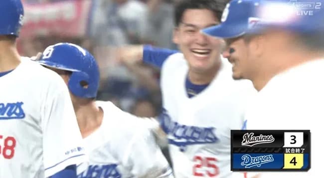 中日ドラゴンズ、2点差の9回2アウトランナー無しから逆転サヨナラ勝ちｗｗｗｗｗｗｗｗｗ