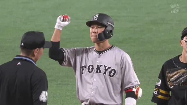 はやとおおおおおおおお得意のツーベース！ 先月までは見られなかった力強い打球！！！