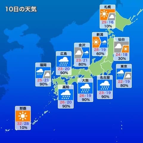 今日も全国的に雨模様、ロッテ今日も中止ある？