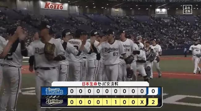 【オリックス対DeNA1回戦】オリックスが２－０でDeNAに勝利し連敗３でストップ！九里が８回４安打無失点で５勝目！杉本が７号先制弾！DeNAは東が８回２失点も完投負け