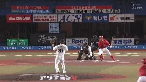 一打勝ち越しの大ピンチで小野がピッチャーライナーをナイスキャッチ！無失点で切り抜ける！