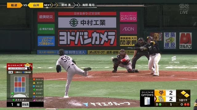 山川、左打席に入るボールを空振り　始球式かな？