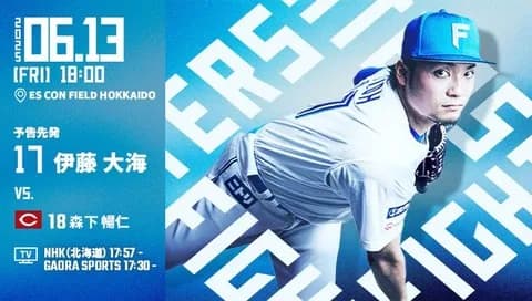 伊藤大海 6月13日の広島戦 予告先発！ 18:00～