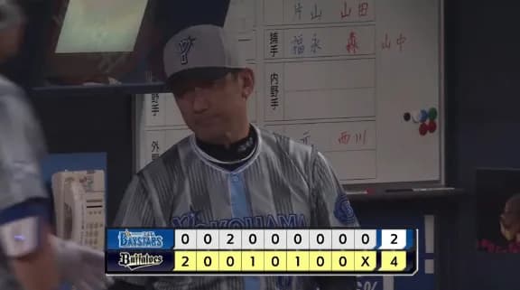 ベイスターズ 2－4 バファローズ　バウアー6回途中4失点　度会のタイムリーなど2点返すも....負け