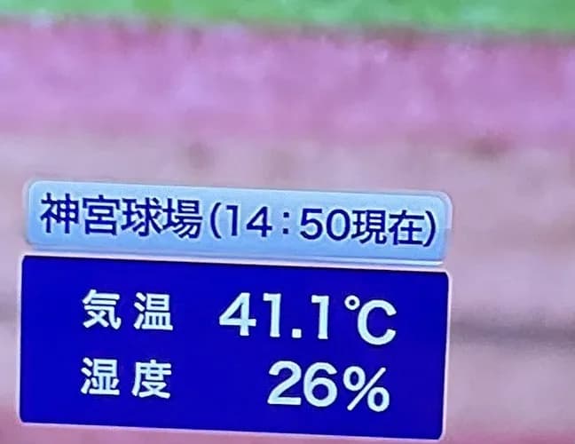 【悲報】神宮球場の気温、さすがにヤバい
