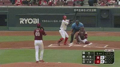 【広島対楽天2回戦】広島・大盛、楽天・内から初球先頭打者ホームラン！！！！！！！！！！！！！