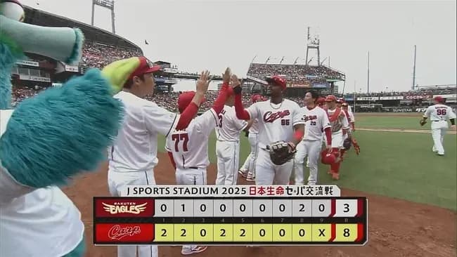 【広島対楽天2回戦】広島が８－３で楽天に快勝！勝率５割復帰！４発競演！大盛先頭弾＆ファビアン2打席連発！菊池３号２ラン！床田セトップタイ７勝目！楽天は連勝７でストップ