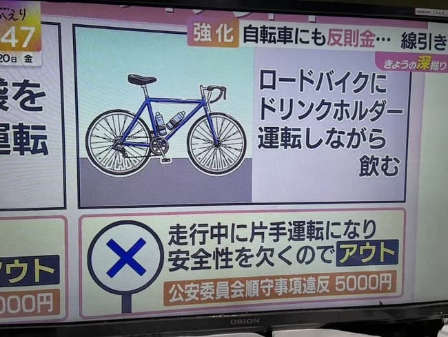 自転車に乗りながら水分補給したオッサン、罰金5000円ｗｗｗｗｗｗｗ
