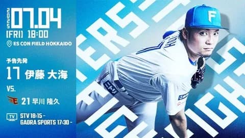 伊藤大海 7月4日の楽天戦 予告先発！ 18:00～