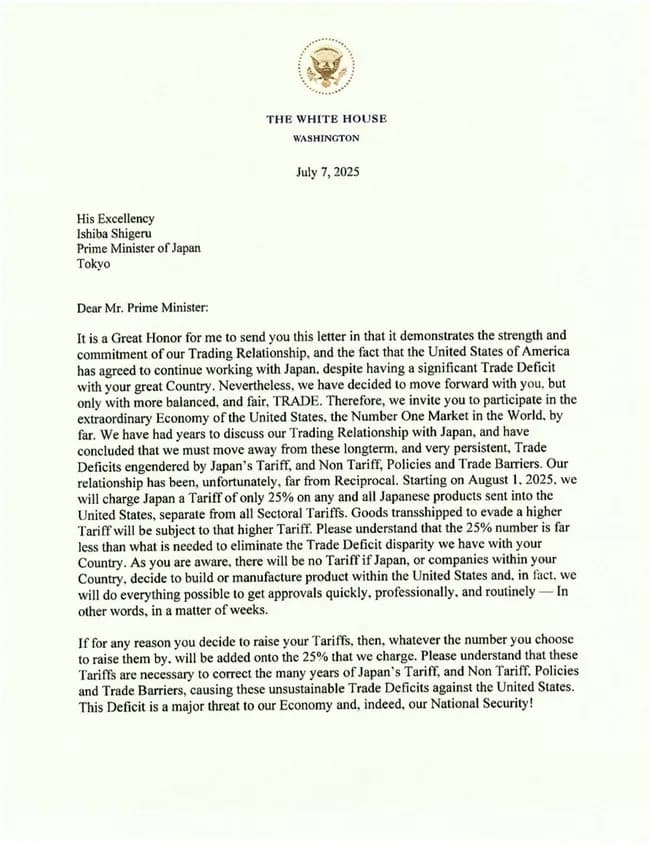 【関税】トランプ大統領、日本を名指しで25%関税課税宣言ｗｗｗｗｗｗｗｗｗｗｗｗ