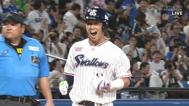 ヤクルト・古賀、9回2アウトからみんなビックリの代打同点2ランホームラン！！ バウアーの勝ちを消すｗｗ