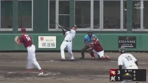 育成・谷村、ファームでプロ初ホームラン！ロッテが同点に追いつく！！