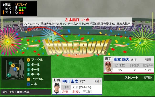 オリックス、中川圭太のホームランでサヨナラ勝ち！！