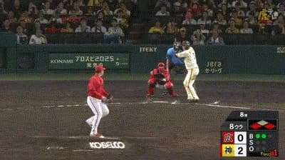 【阪神対広島17回戦】阪神、８回裏に大山のタイムリーでリードを３点に広げる！大山は５試合連続打点！！！！！！！！！！
