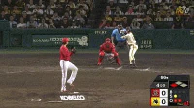 【阪神対広島17回戦】阪神、4回裏2アウト三塁からワイルドピッチで三塁ランナーが生還し1点先制！！！！！！！！！！
