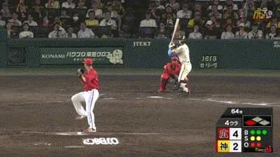 【阪神対広島18回戦】阪神、４回裏２アウト三塁から熊谷のタイムリーで再び１点差に詰め寄る！！！！！！！！！！！