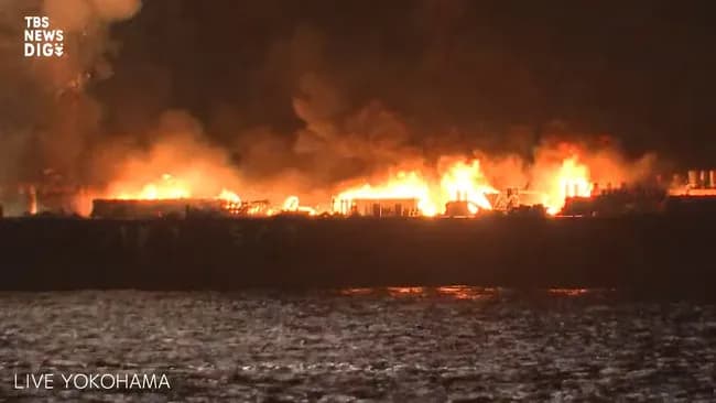 横浜みなとみらい花火大会、打ち上げ中に火災発生
