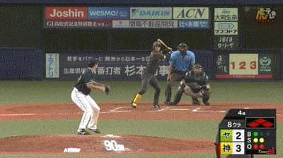 【阪神対ヤクルト18回戦】阪神、８回裏２アウト満塁から近本の走者一掃タイムリースリーベースでリードを４点に広げる！！！！！！！！！！！！！！