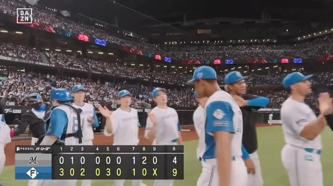 【日本ハム対ロッテ16回戦】日本ハムが９－４でロッテに連勝！首位ソフトＢと３ゲーム差に接近！レイエス２試合連続２３号！福島２勝目！ロッテは今季ワーストタイの６連敗