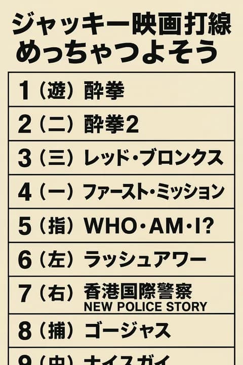 ジャッキー映画打線めっちゃつよそう