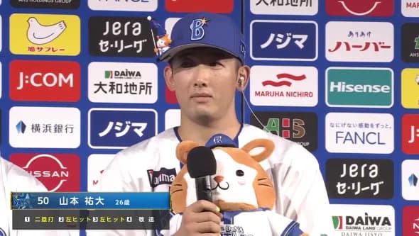 過去30日の12球団OPSランキング　1位山本祐大1.209　3位蝦名1.049