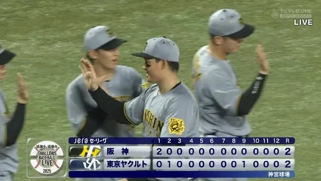 【ヤクルト対阪神21回戦】ヤクルト対阪神は２－２で延長１２回引き分け