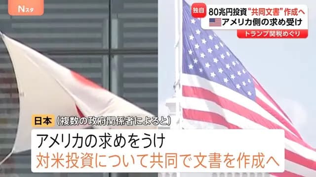 トランプ関税で日本政府が方針転換　日米合意の「80兆円投資」に関し“共同文書”作成へ　アメリカ側の要望を受け
