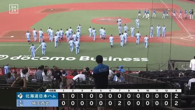 【西武対日本ハム18回戦】西武対日本ハムは２－２で延長１２回引き分け
