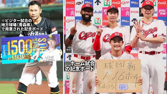 カープ島内のホールド球団記録更新の記念ボード、ホームなのに段ボール製ｗｗｗ