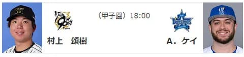 【公示】DeNA登録・抹消なし　9/9(火)の予告先発（T-DB）村上頌樹×ケイ