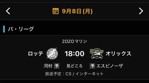 今日、プロ野球が1試合あるwww