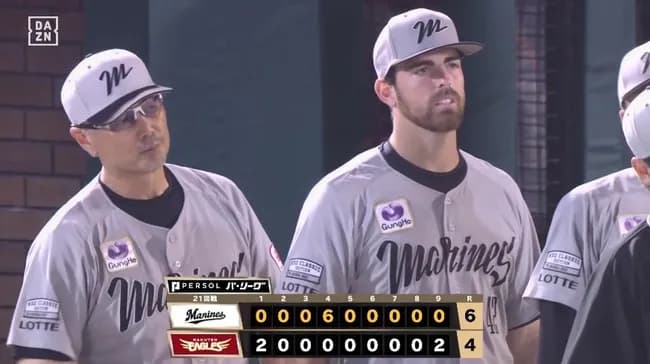 【楽天対ロッテ21回戦】ロッテが６－４で楽天に逆転勝利！４回に打者12人の猛攻！高部が決勝満塁弾！雨の中サモンズが６回２失点と粘投！楽天は連勝３でストップ