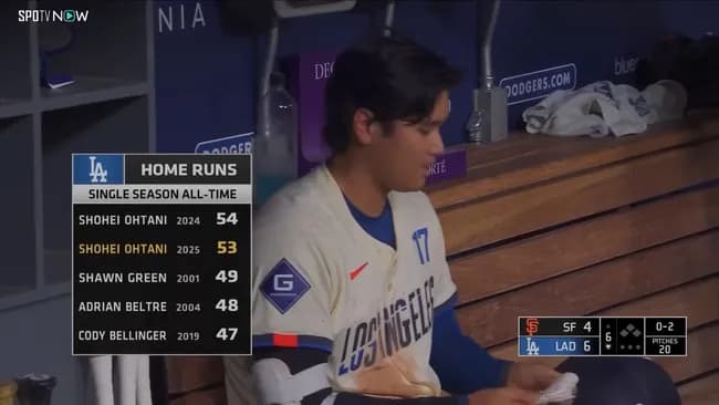 大谷　53本　99打点　141得点