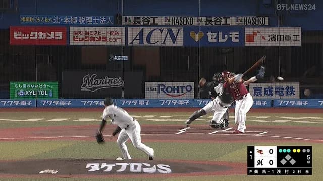 美馬学、現役最後の1球　浅村が背中を通過する大暴投を空振り三振