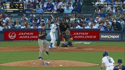 ドジャース、6回裏1アウト一二塁からエドマンのタイムリーで勝ち越し!!!!!!!!!!!!