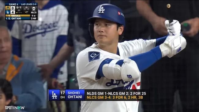 大谷翔平 6.0回 0.00 10奪三振  打率1.00 3本 3打点 出 1.00 長.4.000 OPS 5.000