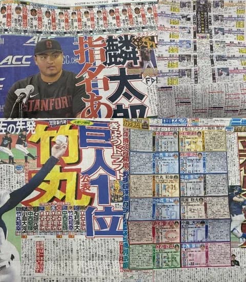 スポーツ新聞各社、ロッテは石垣・竹丸・中西に行くと予想